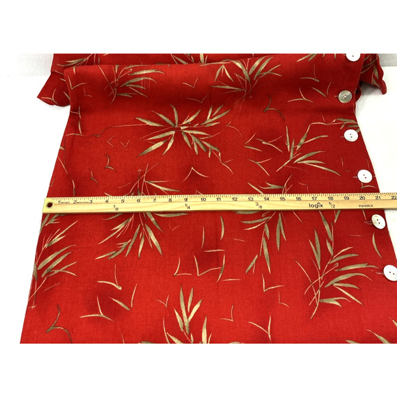 Karin Stevens Dress Womens Size 10‎ Red Bamboo Print Button Side Linen Blend - Picture 9 of 13